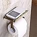 Leyden Antique Brass Toilet Paper Holder, Bathroom Tissue Roll Holder with Phone Shelf Stand Wall Mounted