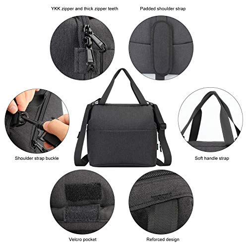 Lunch Bag Box Insulated Lunch Tote Bag Cooler with YKK Zipper, Extra Pocket Shoulder Strap For Meal Prep Men Women Kids Adults 9 Cans (Black N24) by F40C4TMP