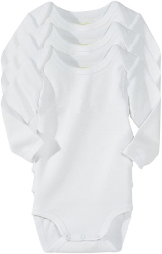 Baby Bodysuit/Babygrow/Vest 100 Cotton White Long Sleeve Multipack 03