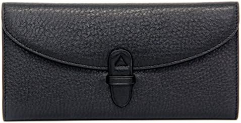 Alavor Women RFID Blocking Wallet Black Genuine Leather Ladies Strap Closure (Black)