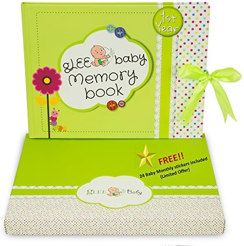 First Year Baby Memory Book - Gender Neutral | Scrapbook, Keepsakes & Photo Journal with Monthly Stickers | Perfect Baby Shower Gift