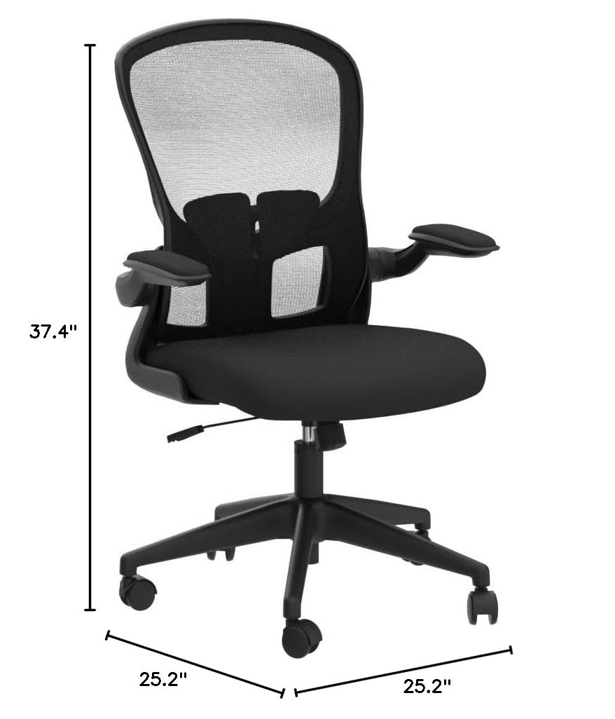 FelixKing Office Desk Chairs, Ergonomic PC Desk Chair with Wheels, Adjustable Lumbar Support and Height, Swivel Computer Chair with Flip-up Armrests, Ergo Mesh Backrest for Working (Black)