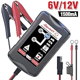 LST Trickle Battery Charger Automatic Maintainer 6V 12V Smart Float Charger for Automotive Car Motorcycle Lawn Mower Tractor SLA ATV AGM GEL CELL Lead Acid Batteries