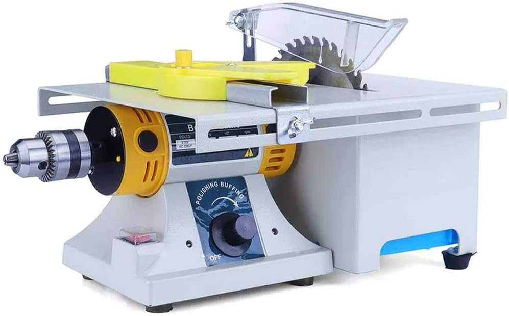 Mini Table Jewelry Saws, Bench Buffer Electric Gem Lapidary Rock Grinder Polisher DIY Lathe Machine 0-10000r/min with Flexible Shaft 110V
