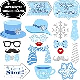 20 Pieces Snowflake Holiday and Winter Wedding Photo Booth Props Kit, Winter Wonderland Party Decorations for Winter/Xmas/Holiday Party Supplies