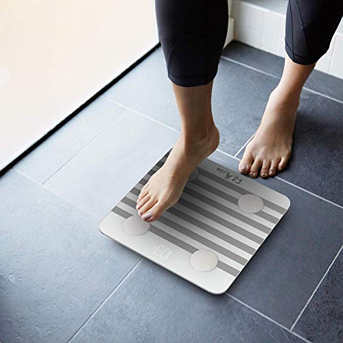 Bluetooth Smart Body Fat Scale- Fit2Live Digital Bathroom Weight Scale, Body Composition Analyzer, USB Rechargeable, with iOS and Android App for Body Fat, Water, BMI, BMR, Muscle Mass, (White)