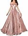 YIRENWANSHA Women's Off Prom Dress Sequin Empire Waist Evening Gown Long Costume 20 Plus Rose Gold Without Beads