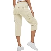 TBMPOY Womens Cargo Capris Lightweight Hiking Pants 6 Pockets Quick Dry Casual Outdoor Trip Loose Shorts Cropped Cotton