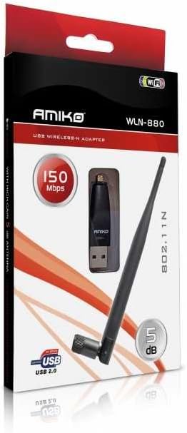 Amiko WLN-880 WiFi Stick with 5 dBi Long Distance Antenna RT5370 Chipset