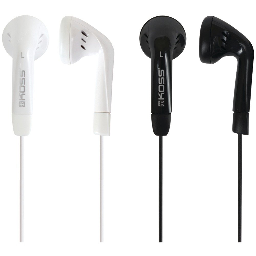 Koss KE7 In-Ear Stereo Heaphones (3.5 mm Jack) for iMac/Laptop/iPhone/iPad/iPod/MP3 Players/Samsung/Smartphones - White|Black