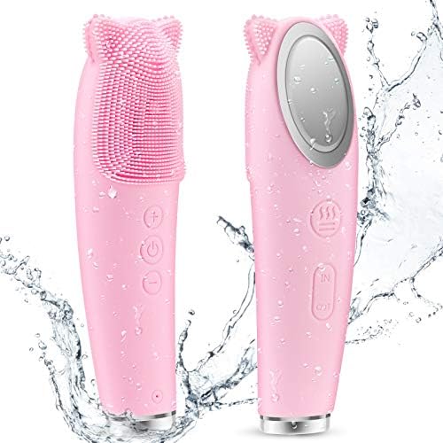 Aokitec Face Cleaning Brush, Electric Sonic Face Cleaner, Silicone Facial Cleaner, IPX7 Fully Waterproof, USB Charging, Face Brush, Heat Care, Pore Care, Skin Care, Cleansing, Face Wash and Massage, Unisex, Japanese Instruction Manual Included (English Language Not Guaranteed)