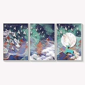 Framed Canvas Wall Art for Living Room, Bedroom Abstract Landscape Dream Place Canvas Prints for Home Decoration Ready to Hanging - 16"x24"x3 Panels