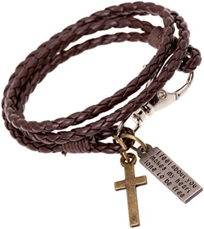 Most Beloved Fashion Punk Cross Leather Mens Cuff Bracelet