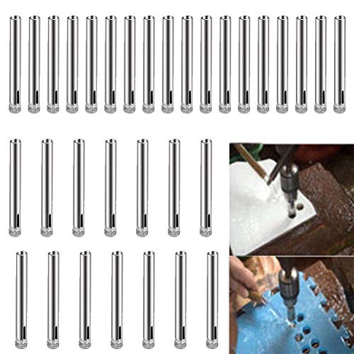 50Pcs Diamond Coated Drill Bit Set, 6 mm Diamond Tipped Tile Marble Glass Hole Saw for Tile, Glass, Kitchen Ceramics, Porcelain, Cermic Tile, Marble