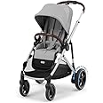 Cybex e-Gazelle S Electronic Assist Stroller – Gazelle S Single-to-Double Electric Stroller, Smart Assist, Rocking Mode, 20+ Configurations & Compact Fold, Stone Grey, Silver Frame