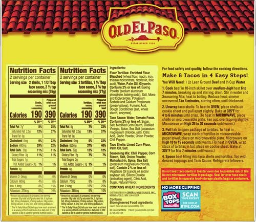 OLD EL PASO STAND ‘N STUFF SHELLS AND TORTILLA BOWLS, HARD & SOFT TACO DINNER KIT, 9.4 OZ.