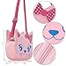 Ava & Kings Girl Faux Leather Purse Shoulder Handbag Bag for Kids Pink Kitty Cat
