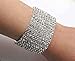 10 Row Rhinestone Stretch Bracelet Silver Tone for Women | Clear Austrian Crystal Prom Bracelet Bridal Silver