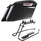 TCMT 4" Stretched Extended Saddlebags 5x7" Speakers Lids Conversion Bracket Kit Fit For Harley Heritage Softail Fatboy FLSTF Breakout 1984-2017