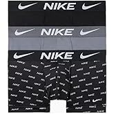 Nike Men's Dri-FIT Essential Micro 4" Trunk Boxer Briefs 3 Pack (Small, Logo/Grey/Black)