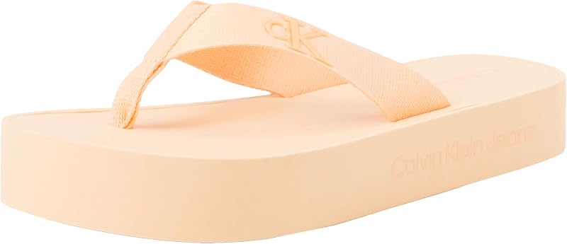 Damen Flip Flops Flatform Flipflop Jelly mit Plateau, elfenbein (Peach Dream), 39