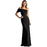 Skbue One Shoulder Chiffon Bridesmaid Dresses Long Ruched Mermaid Wedding Guest Dress