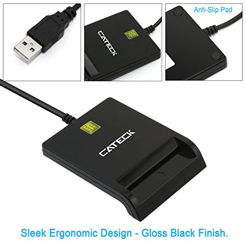Smart Card Reader, Cateck USB Smart Card Reader (Black)