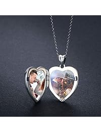 TANGPOET Locket Necklace That Holds Pictures Sun Flower 925 Sterling Silver Photo Heart Lockets Necklace for Women.