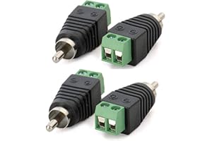 AILTECK Phono RCA Male Plug to AV Screw Terminal Audio Video Connector Speaker Wire to RCA Adapter 4-Pack