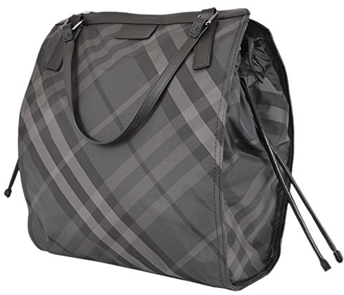 Burberry Women's Charcoal Nylon Nova Check Packable Purse