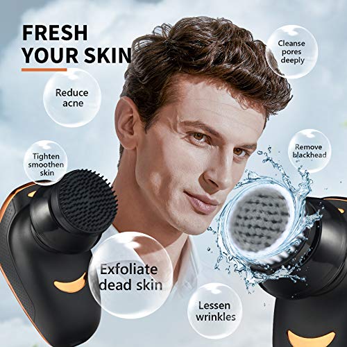 Electric Razor for Men, SoupStall 5 in 1 Electric Shavers for Men, USB Rechargeable Wireless Mens Grooming Kit with LED Display Beard Trimmer Clippers Nose Trimmer Facial Brush