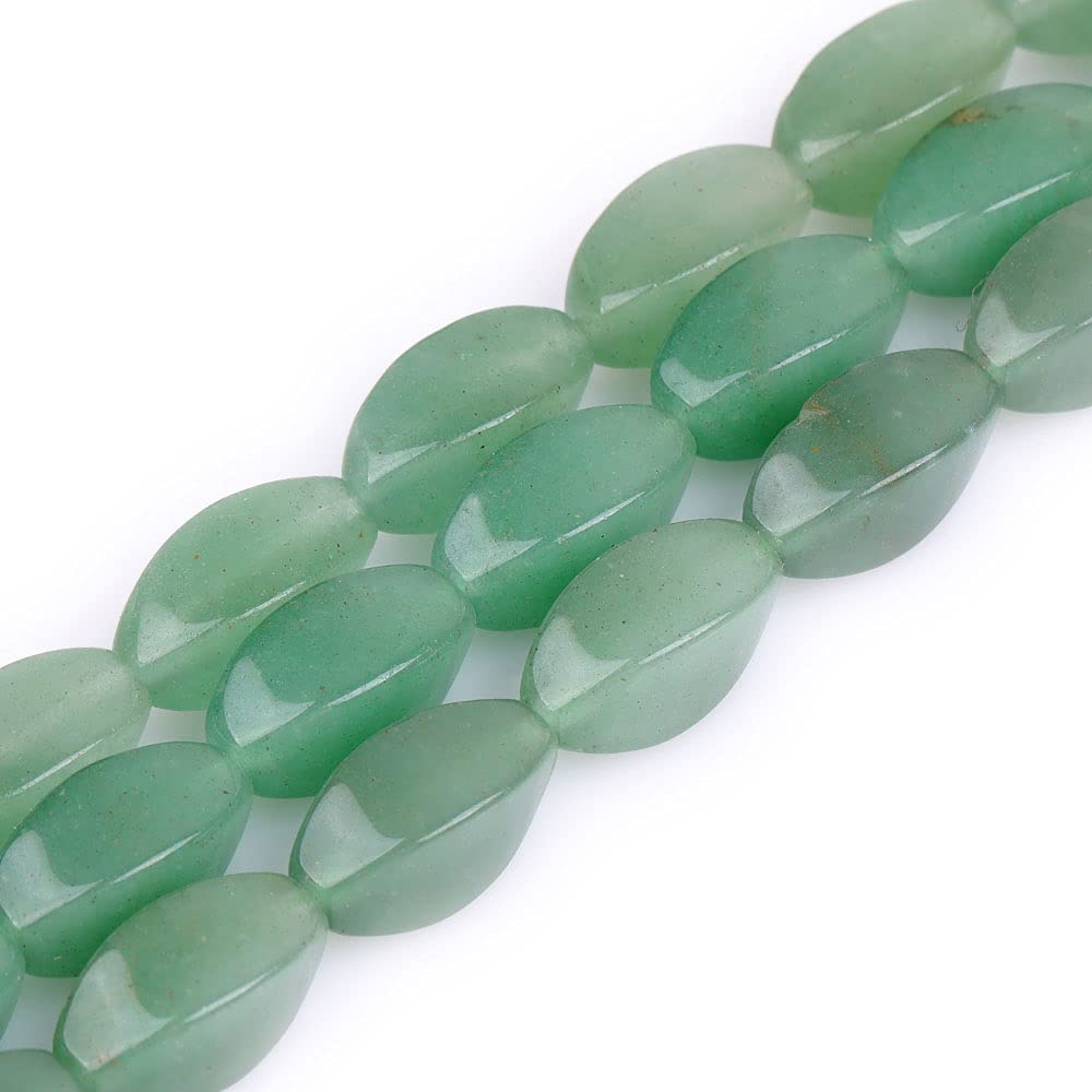 Sweet & Happy Girl's Store 8x16mm Twist Gemstone Green Aventurine Jade Beads Strand 15 Inch Jewellery Making Beads