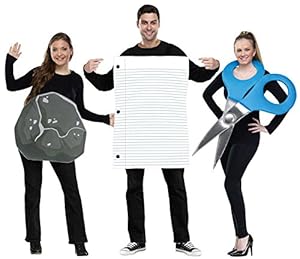 Fun World Rock, Paper, Scissor (Set of 3), Multi, Unisex-Men up to 6/200 lbs… Womne Size 4-14