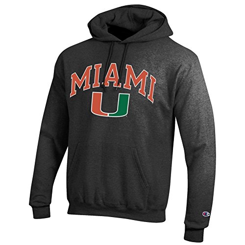 Elite Fan Shop Miami Hurricanes Hooded Sweatshirt Varsity Charcoal - M