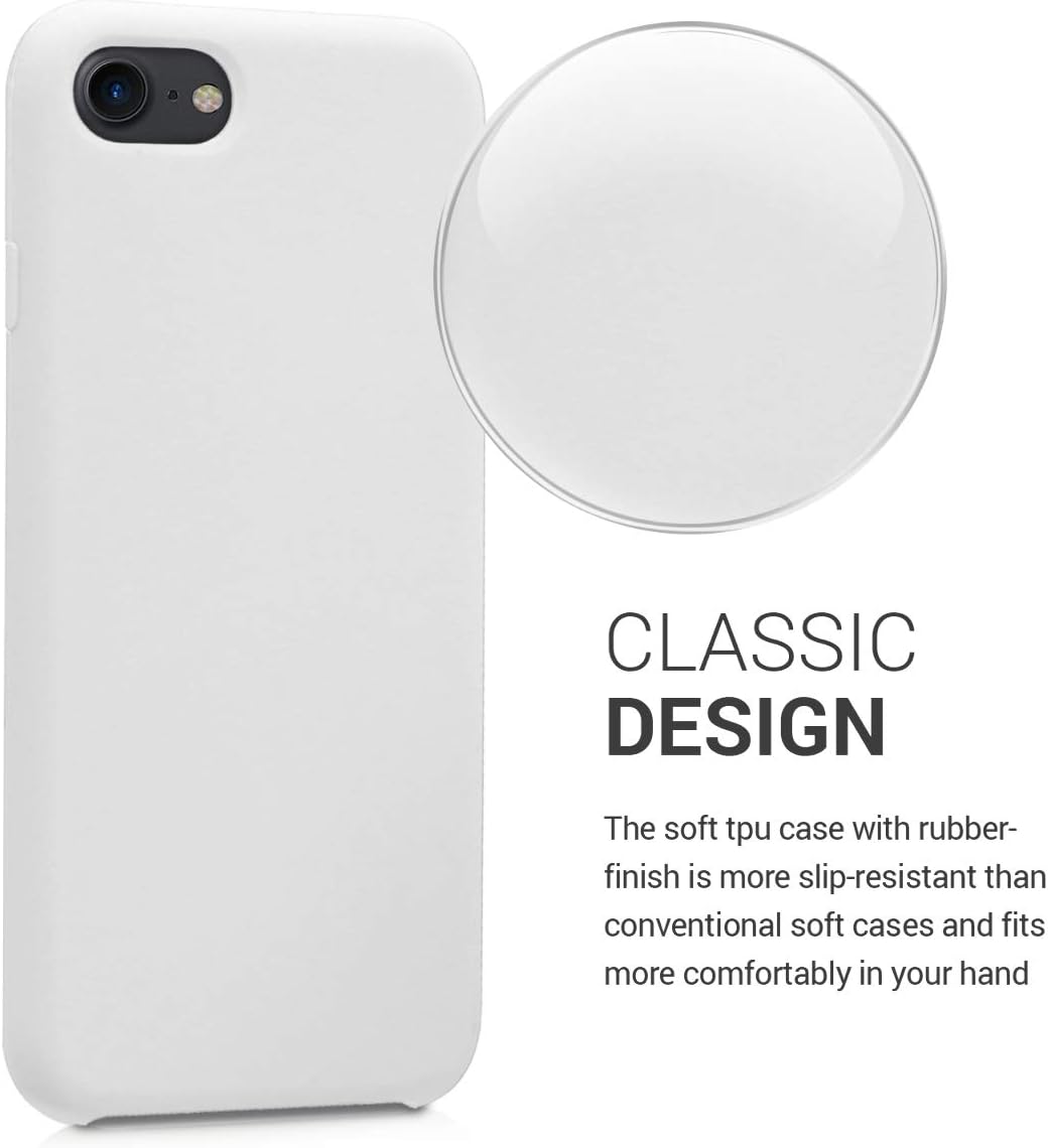 kwmobile Case Compatible with Apple iPhone SE (2022/2020) / iPhone 8/7 Case - TPU Silicone Phone Cover with Soft Finish - White - Image 4