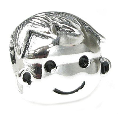 Queenberry Sterling Silver Boy Family European Style Bead Charm