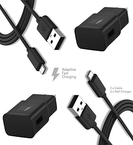 LG V30 Fast Charger Combo Kit - ( 2 Wall Charger + 2 Type-C Cable ) - Adaptive Fast Charging uses dual voltages for up to 50% faster charging! …