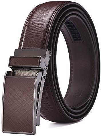 Xholding Men's Automatic Buckle Ratchet Leather Dress Belt 30mm Wide 1 1/8"