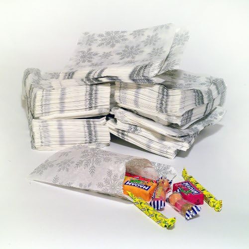 100x Snowflake Christmas Design Paper Bags - 5" x 7" XMAS PAPER BAGS