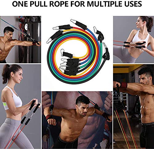 LOBKIN 11 Pack Resistance Bands Set,Include 5 Stackable Exercise Bands with Handles,Legs Ankle Straps & Door Anchor Attachment for Women Men,Home Workouts,Physical Therapy,Gym Training,Yoga