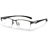 ANRRI Blue Light Glasses for Men Semi Rimless Rectangle Metal Frame UV Blocking Computer Glasses