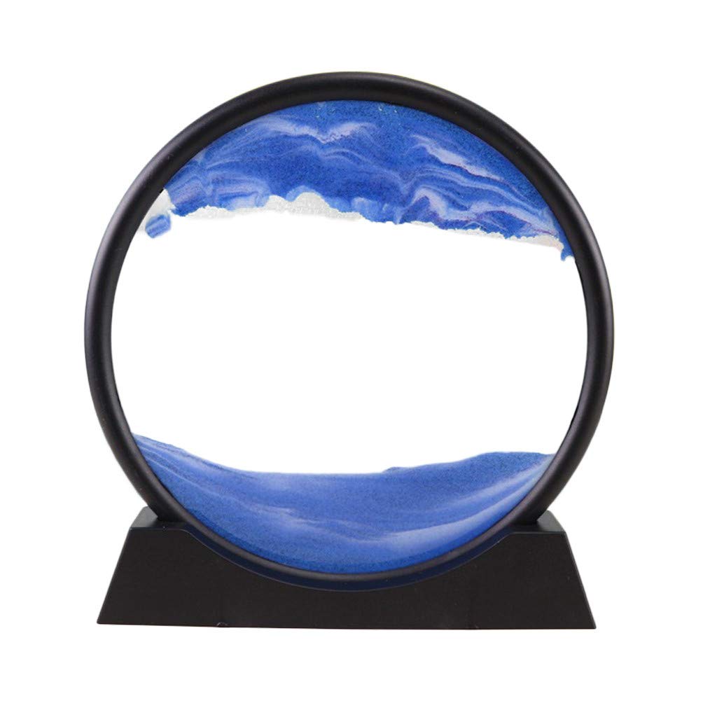 DEESEE(TM) Hourglass 3D Natural Landscape Flowing Sand Picture Moving Grit Hourglass (Blue)