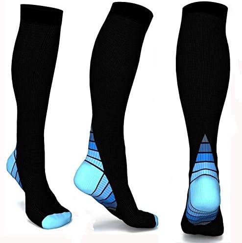 Compression Socks for Men &amp; Women, Graduated Athletic Stockings (L/XL, Black&amp;Blue)