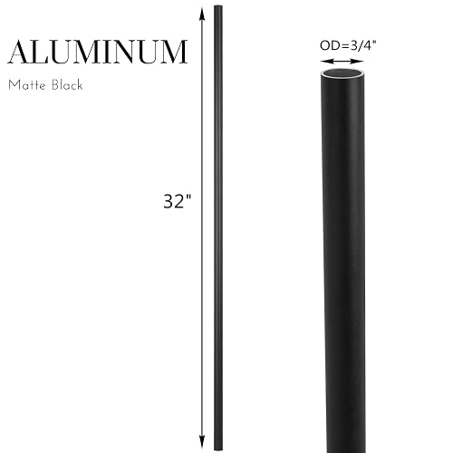 SHZOND 101 Pack Aluminum Deck Balusters,26'' Straight Baluster, Black Metal Deck Spindle And