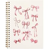 ULEGIE Coquette Pink Bow Notebook Journal, Preppy Notebook, Girly Notebook, Pink Aesthetic Notebook, Pink Desk Accessories for Women, Preppy Office Supplies, Bow School Supplies 5.5x8.3