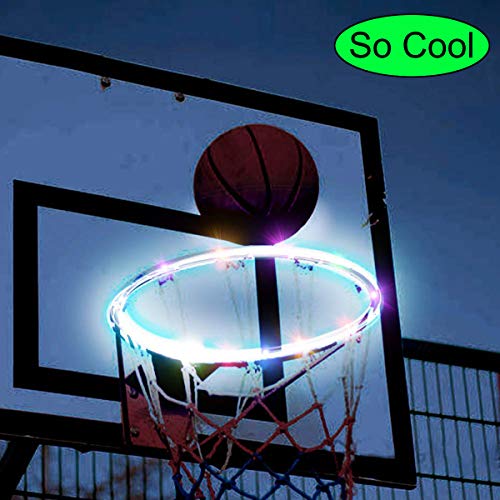 LED Basketball Hoop Lighting Swish Sensor-Activated Basketball Rim Light Up Glow In Dark Basketball Net Accessories Perfect for Outdoor Basketball Hoop Night Light, Fit for NBA Standard Size -- 4.9ft