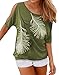 Relipop Women's Fashion Off Shoulder Tops Short Sleeve Blouse Casual T-Shirt (XX-Large, Green)