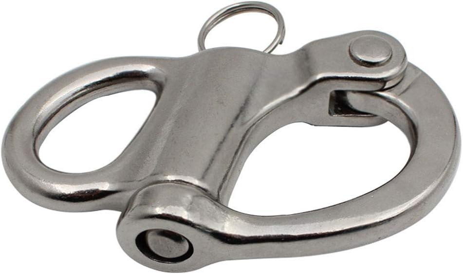 POFET 52mm-316 Stainless Steel Fixed Snap Shackle Spring Shackles, Hand Pull Fastening Shackle Rigging, Silver - Image 5