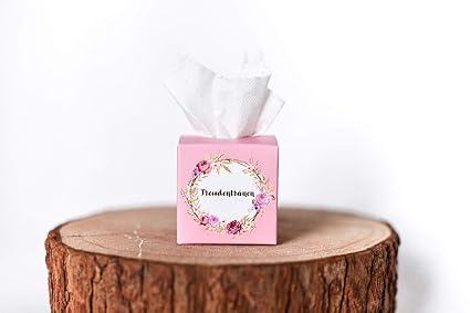 Marry & You 20 Freudentränen Hochzeit Gastgeschenk Verpackung | Mini Boxen für Taschentücher Hochzeit 5x5x5 cm