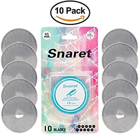 Rotary Cutter Blades 45mm 10-Pack - Fits Fiskars, Olfa, Truecut, &amp; Martelli By Snaret for quilting